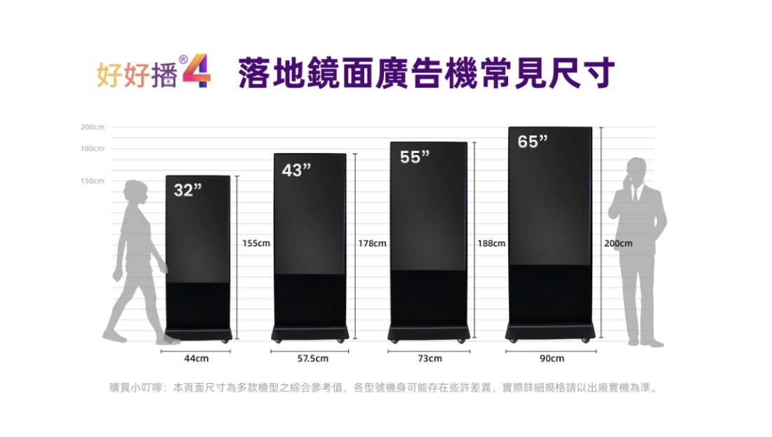 落地境面廣告機尺寸參考
